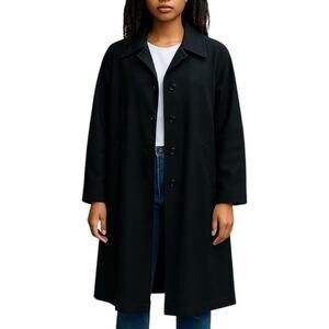 Vintage 100% Cashmere Burlington Collection Timeless Black Midi Winter Coat Lg